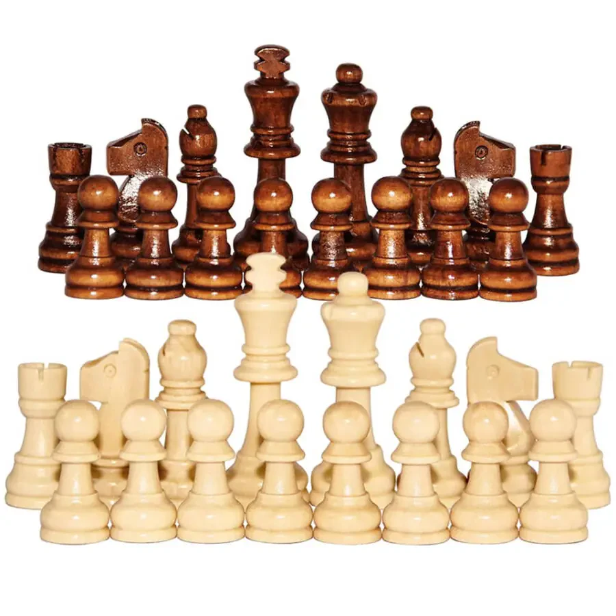 CHAMAIR Wooden Checkers 2.2in King Figures 32PCS Chess Pieces Only for Chess Board Game - 9