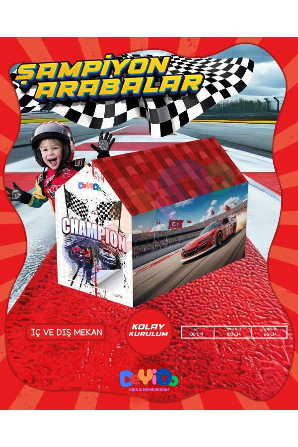 Champion Cars Fun Play Tent Playhouse Mini Racers Camping Tent - 1