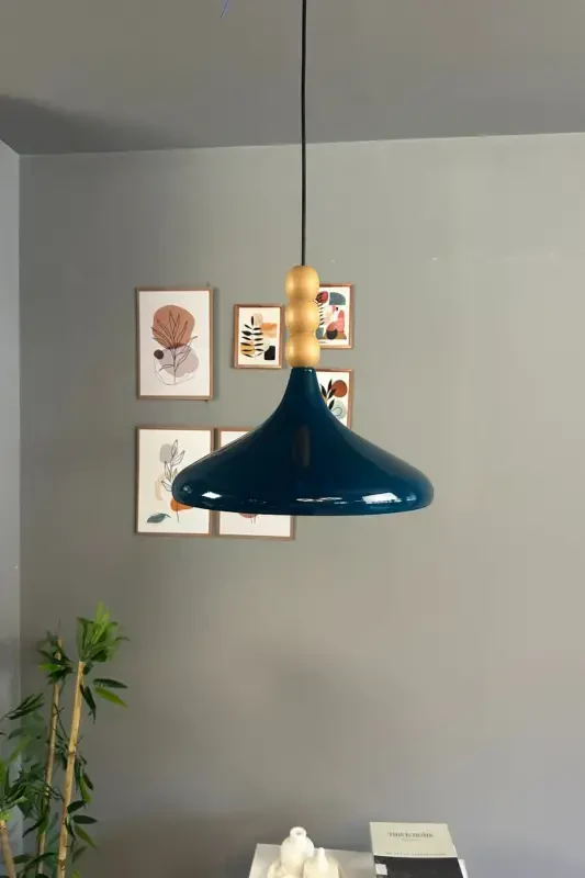 Champion Night Blue Wooden Three Bead Headboard Single Chandelier Pendant Living Room Kitchen Boutique Lamp Lighting-Night Blue - 4