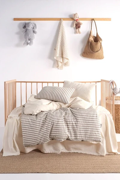 Chance Bebe %100 Pamuklu Yıkamalı Nevresim Takımı 100*150-kahve ekru - MACAS HOME