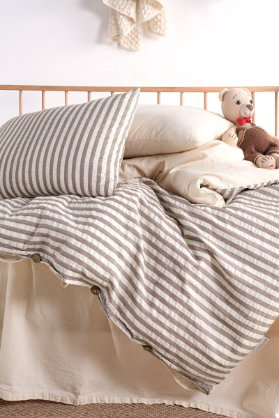 Chance Bebe %100 Pamuklu Yıkamalı Nevresim Takımı 100*150 - kahve ekru - MACAS HOME (1)