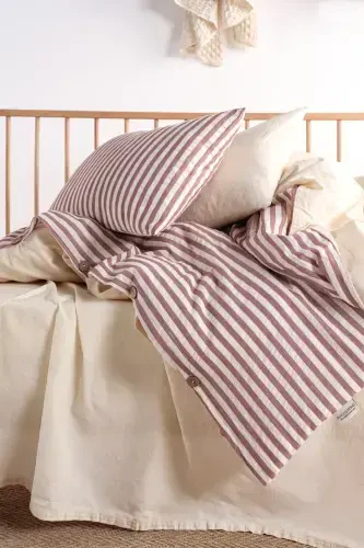 Chance Cherry Bebe %100 Pamuklu Yıkamalı Nevresim Takımı 100*150-kırmızı ekru - MACAS HOME (1)