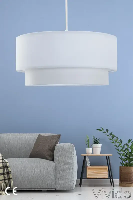 Chandelier, Fabric 2 Layer White Cake Chandelier-White - VIVIDO ABAJUR