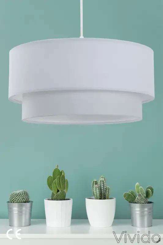 Chandelier, Fabric 2 Layer White Cake Chandelier-White - 2