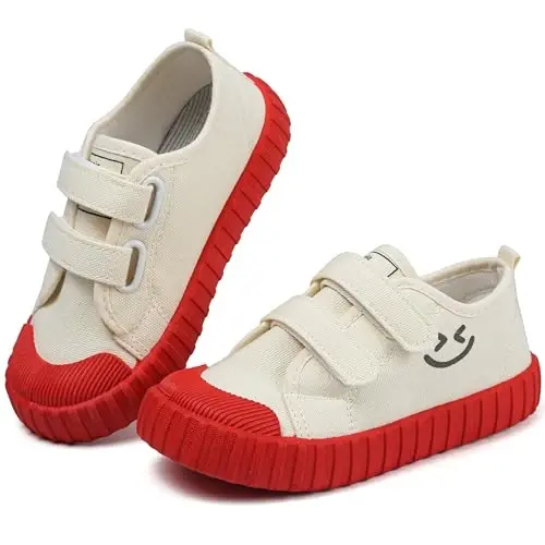 Chaoslook Boy's Girl's Toddlers Canvas Shoes Kids (Toddler/Little Kids) | Slip-On Lightweight Sneakers Hook and Loops Skin-Friendly Walking Running Shoes - 1