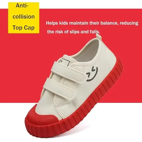 Chaoslook Boy's Girl's Toddlers Canvas Shoes Kids (Toddler/Little Kids) | Slip-On Lightweight Sneakers Hook and Loops Skin-Friendly Walking Running Shoes - 3
