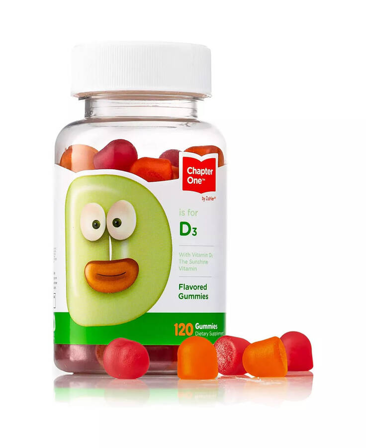 Chapter One Vitamin D3 Great Tasting Chewable Vitamin D3 for Kids, Vitamin D3 1000IU, Certified Kosher - 120 Flavored Gummies No Color - 1