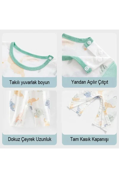 Chaqaloq, Bola Tulumchasi Yozgi 100% Organik Paxta, Body, Zıbın, Tulum 1-2 Yil (SEVIMLI HAYVONLAR PUSHKI) - 3