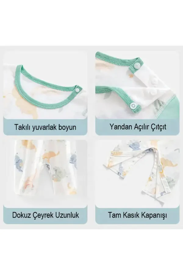 Chaqaloq, Bola Tulumchasi Yozgi 100% Organik Paxta, Body, Zıbın, Tulum 1-2 Yil (SEVIMLI HAYVONLAR PUSHKI) - 3