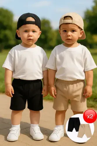 Chaqaloq Bolalar 2 dona to'plam Kashmir Basic Biker Leggins Yivli Qisqa Yozgi Leggins 9 oy 3 yosh - 1