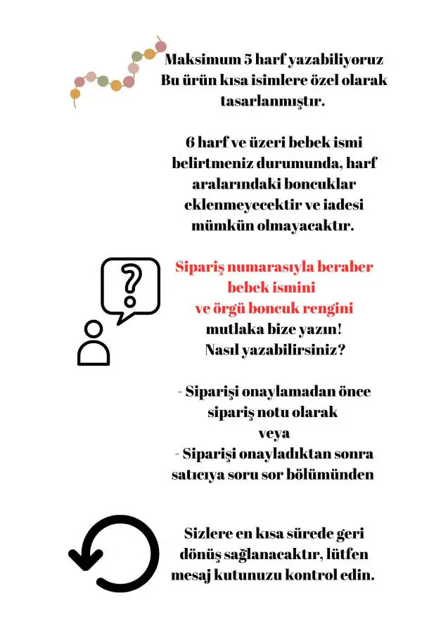 Chaqaloq emzik zanjirchasi iligi. Qisqa ismlarga maxsus tabiiy yog'och boncuk. - 6