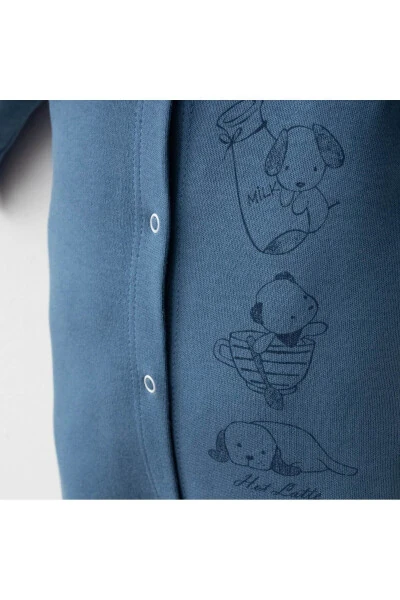 Chaqaloq kombinezoni 100% paxta it mavzusidagi shapka bilan - 4