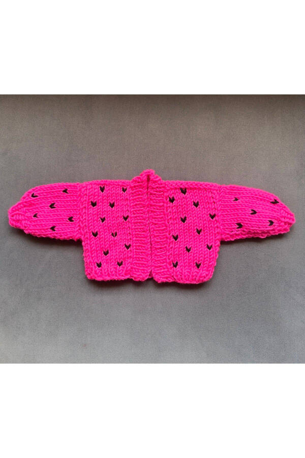 Chaqaloq Neon Pushti Yurak Ko'ylagi Qo'lda To'qilgan Oversize Yumshoq Bolalar Ko'ylagi - 2