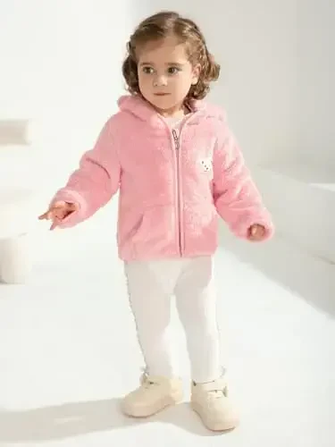 Baby Boys Girls Fleece Jackets Zip Up Hoodies Cute Bear Coats Fall Winter Fuzzy Jacket Newborn Boys Girls Outwear - 3
