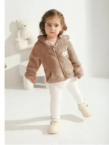 Chaqaloq o'g'il bolalar qizlar jun kurtkalari Fermuarli kapüşonlar Yoqimli ayiq paltolari Kuz Qish Fuzzy kurtkasi yangi tug'ilgan o'g'il bolalar qizlar ustki kiyimi - Baby (1)