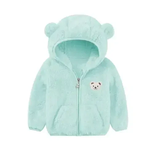 Baby Boys Girls Fleece Jackets Zip Up Hoodies Cute Bear Coats Fall Winter Fuzzy Jacket Newborn Boys Girls Outwear 