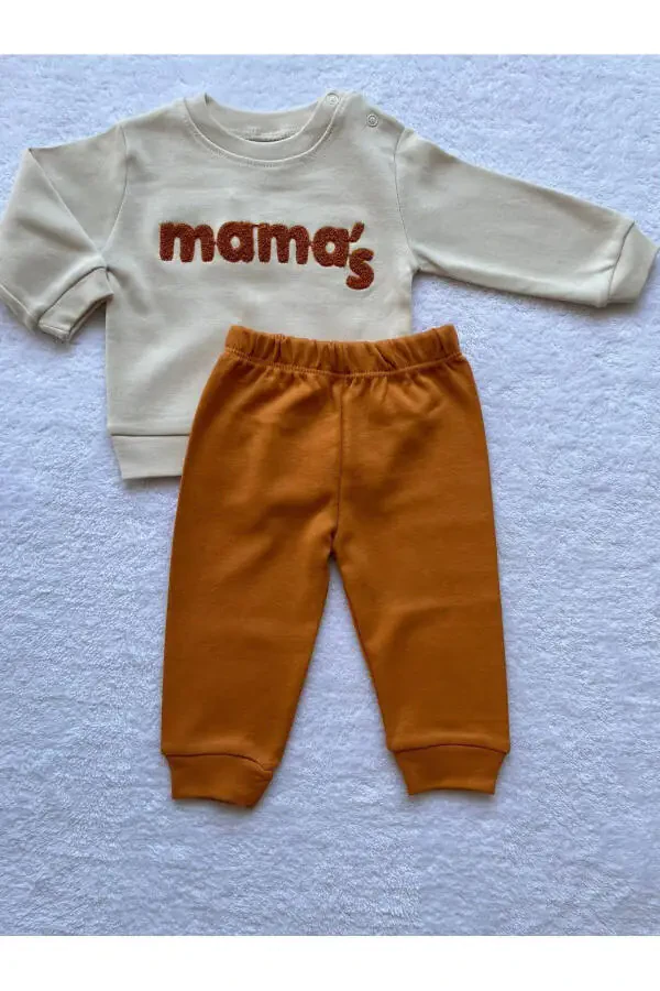 Chaqaloq o'g'il bolalar uchun Mama's kashtali 2 qismli ko'ylak va shim to'plami 4 - 7