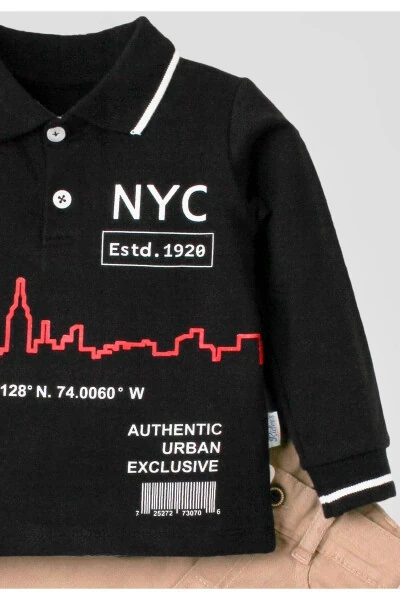 Chaqaloq o'g'il bolalar uchun paxta polo to'plami shimlar yuqori ikki qismli to'plam - 3