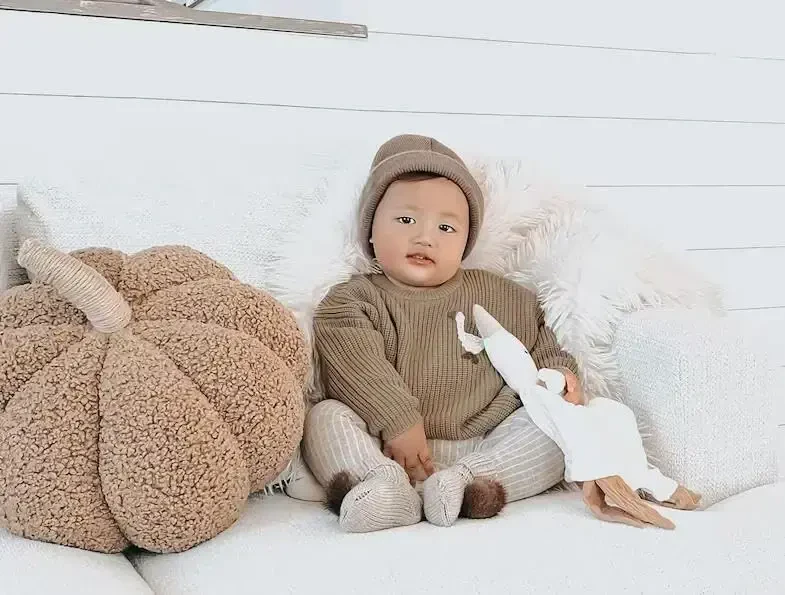 Chaqaloq O'g'il Qiz Trikotaj Sviter, Xo'roz G'oz Kashtali, Dumaloq Yoqa, Uzun Yengli Pullover, Qishki Kiyim. - 2