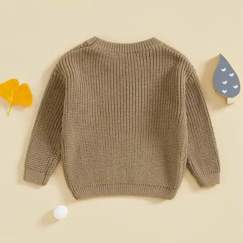 Chaqaloq O'g'il Qiz Trikotaj Sviter, Xo'roz G'oz Kashtali, Dumaloq Yoqa, Uzun Yengli Pullover, Qishki Kiyim. - 4