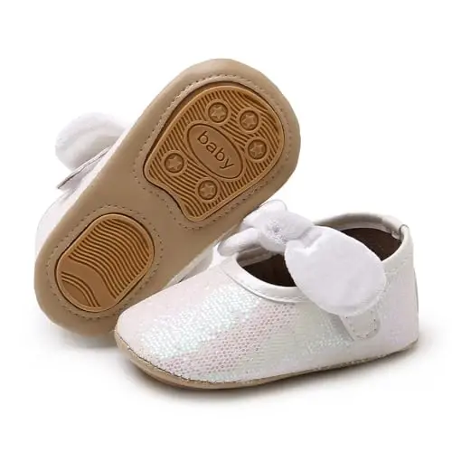 Chaqaloq qizlar Mary Jane Poyabzal Sirpanishga qarshi kauchuk taglikli kamoncha Toddler malika ko'ylak poyabzallari - BABY (1)