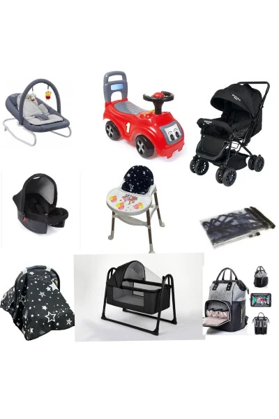 Chaqaloq sep to'plami 10 qism Chaqaloq aravachasi Beshik Sumka Puset Oziqlantirish stuli Ona bag'ri Birinchi - LETS GO BABY