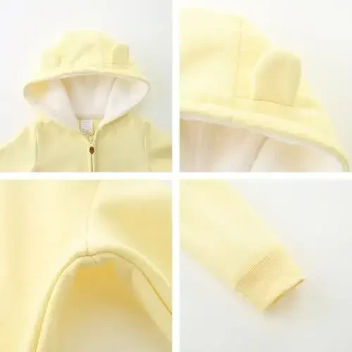 Chaqaloq Sherpa astarli fermuarli yengil flys ko'ylagi. Qattiq ayiq paltosi. Kuz-qish. 3-24 oy. - 3