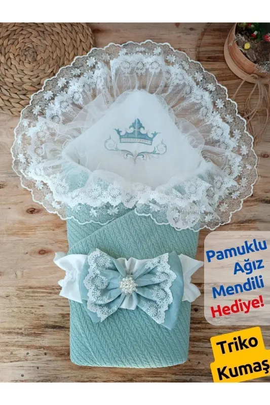 Chaqaloq tashqi o'rash adyoli trikotaj krujevali pardali chaqaloq o'rami kasalxonadan chiqish yangi tug'ilgan sovg'asi-MINT - 4