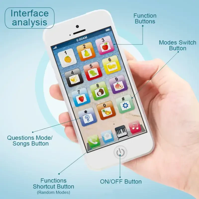 Chaqaloq telefon o'yinchoqlari, chaqaloqlar uchun telefon o'yinchoqlari, kichkintoylar uchun telefon o'yinchoqlari, bolalar uchun yorug'lik va musiqali smartfon o'yinchoqlari, ingliz tilini o'rganish uchun chaqaloq qiz va o'g'il bolalarga sovg'a. - FIXDONO