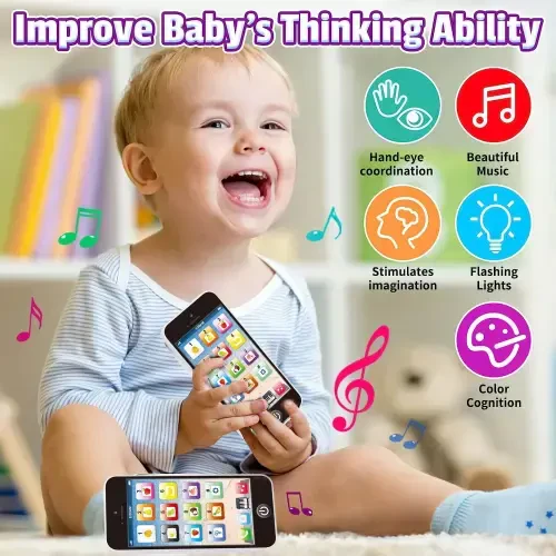 Chaqaloq telefon o'yinchoqlari, chaqaloqlar uchun telefon o'yinchoqlari, kichkintoylar uchun telefon o'yinchoqlari, bolalar uchun yorug'lik va musiqali smartfon o'yinchoqlari, ingliz tilini o'rganish uchun chaqaloq qiz va o'g'il bolalarga sovg'a. - 4