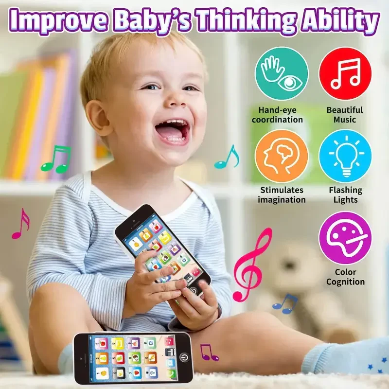 Chaqaloq telefon o'yinchoqlari, chaqaloqlar uchun telefon o'yinchoqlari, kichkintoylar uchun telefon o'yinchoqlari, bolalar uchun yorug'lik va musiqali smartfon o'yinchoqlari, ingliz tilini o'rganish uchun chaqaloq qiz va o'g'il bolalarga sovg'a. - 4