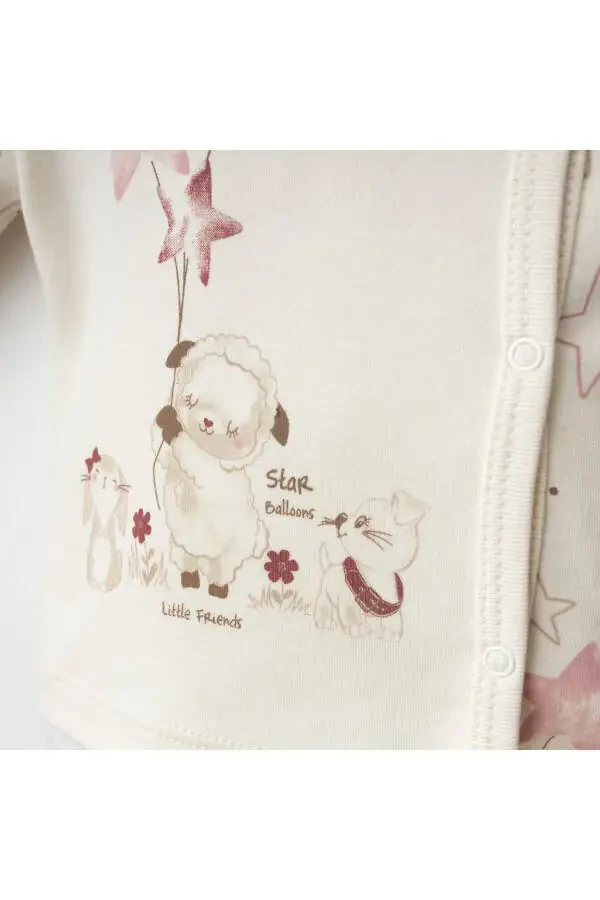 Chaqaloq uchun 3 qismli to'plam 100% paxta Qo'zichoq bosma shimlar va shlyapa to'plami - 3