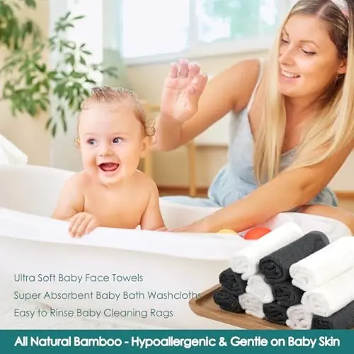 Chaqaloq Yuvish Matohlari 6 dona, 10x10 dyuym Osmon Yumshoq Oq Yuvish Matohlari Yuz va Tanasi Uchun, Sezgir Teri Uchun Nozik va Xavfsiz Yuz Sochiqlari, Chaqaloq Kerakli Duш Sovg'alari Yangi Tug'ilgan Bola Kichkina Bola Bolalar Uchun - 4