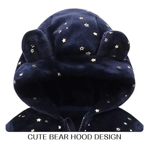 Chaqaloqlar uchun Baby Fleece Jumpsuit 0-3 oy Infant Bear Snowsuit Yangi tug'ilgan Romper Issiq Palto - 2