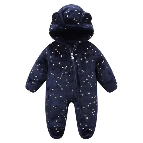 Chaqaloqlar uchun Baby Fleece Jumpsuit 0-3 oy Infant Bear Snowsuit Yangi tug'ilgan Romper Issiq Palto 