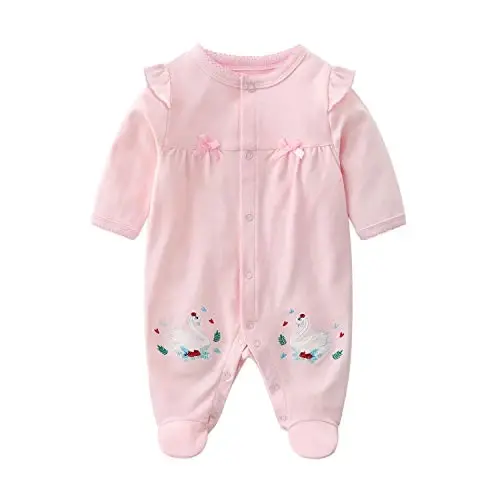 Chaqaloqlar uchun Baby One Piece Romper Yumshoq Paxta Uyqu Kiyimi Oyoqli Kombinezon 0-12 Oylik 