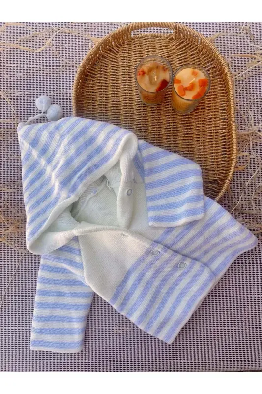 Chaqaloqlar uchun ikki qavatli, kaputli triko hırka. - MYZİ STORE