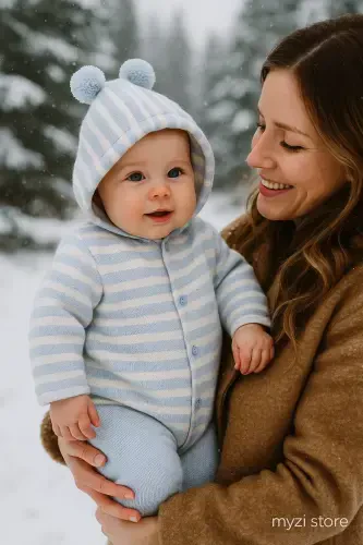 Chaqaloqlar uchun ikki qavatli, kaputli triko hırka. - 5