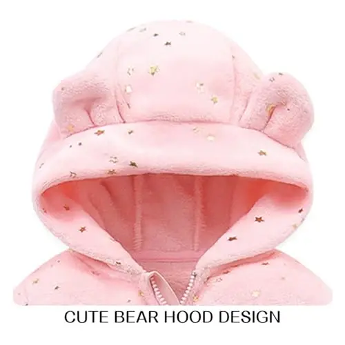 Chaqaloqlar uchun mo'ljallangan Baby Fleece Jumpsuit 0-3 oylik ayiq qor kostyumi Yangi tug'ilgan chaqaloqlar uchun romper issiq palto - 2