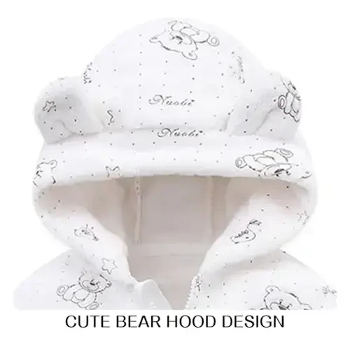 Chaqaloqlar uchun mo'ljallangan Baby Fleece Jumpsuit 0-3 oylik Ayiq qor kostyumi Yangi tug'ilgan chaqaloqlar uchun romper Issiq palto - 2