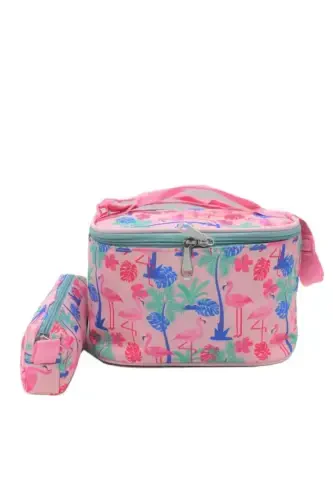 Character Patterned Orthopedic Back Supported Pink Elementary School Backpack with Lunch Box and Pencil Case Set - 3