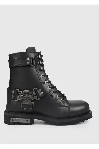 Charles Black Leather Men's Boots - 1