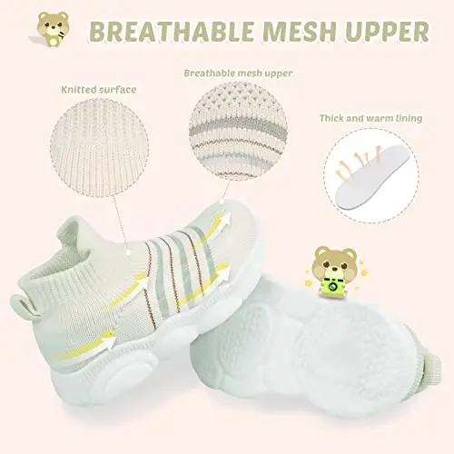 Charrost Toddler Girl Boy Walking Shoes Summer Tennis Sneakers | Wide Dinosaur Design Soft Rubber Sole Breathable Outdoor Running Casual - 3