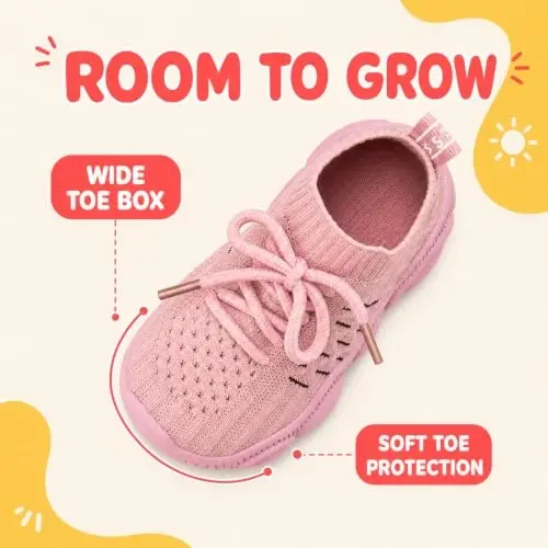 Charrost Toddler Girl Boy Walking Shoes Summer Tennis Sneakers | Wide Dinosaur Design Soft Rubber Sole Breathable Outdoor Running Casual - 4