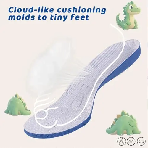 Charrost Toddler Girl Boy Walking Shoes Summer Tennis Sneakers | Wide Dinosaur Design Soft Rubber Sole Breathable Outdoor Running Casual - 5