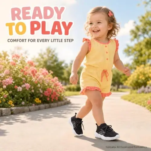 Charrost Toddler Girl Boy Walking Shoes Summer Tennis Sneakers | Wide Dinosaur Design Soft Rubber Sole Breathable Outdoor Running Casual - 6