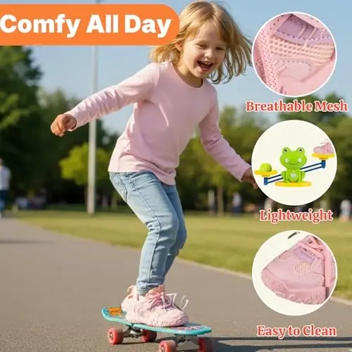 Charrost Toddler Girl Boy Walking Shoes Summer Tennis Sneakers | Wide Dinosaur Design Soft Rubber Sole Breathable Outdoor Running Casual - 4