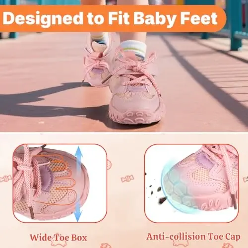 Charrost Toddler Girl Boy Walking Shoes Summer Tennis Sneakers | Wide Dinosaur Design Soft Rubber Sole Breathable Outdoor Running Casual - 5