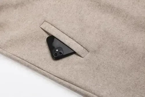 CHARTOU Ayollar Keng bichimli Tishli yoqa Jun aralashmasi Bir qator tugmali Midi Trench palto - 3