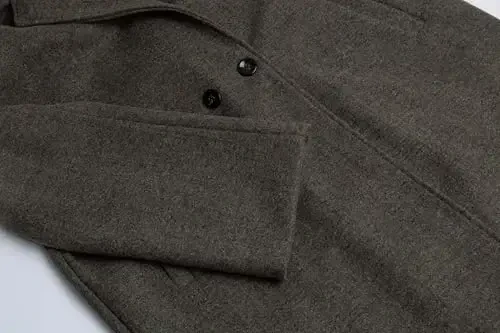 CHARTOU Women's Oversized Notched Collar Wool Blend Single Breast Midi Long Trench Coat - 4